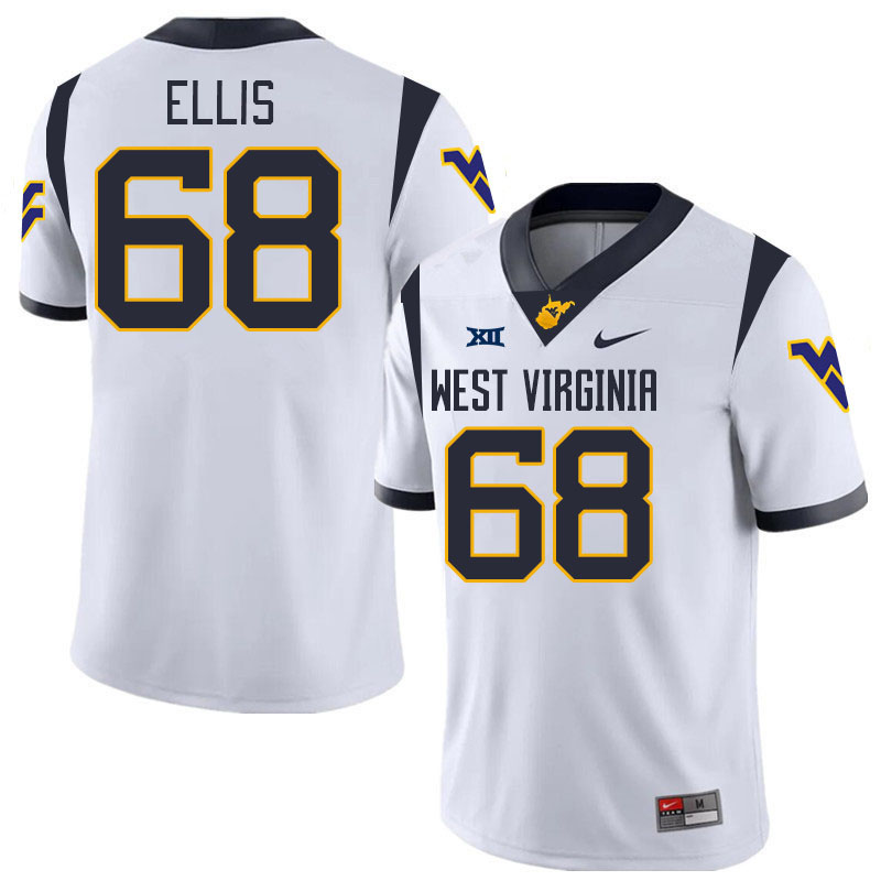 #68 Aiden Ellis West Virginia Mountaineers College 2024 New Uniforms Football Jerseys Stitched Sale-White